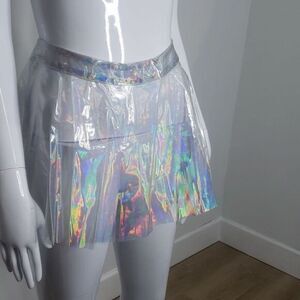 Silver Plastic Mini Skirt Size XS NWOT Rave Cosplay